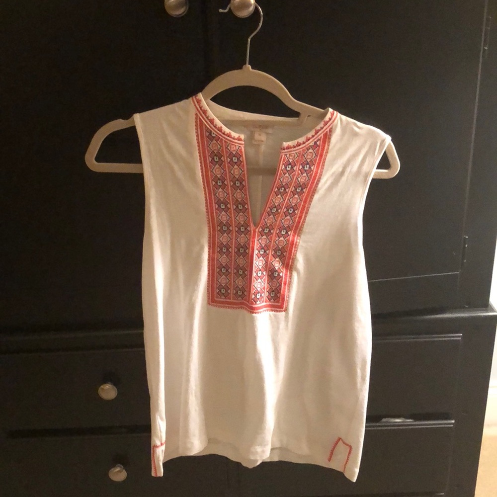 J Crew embroidered sleeveless top